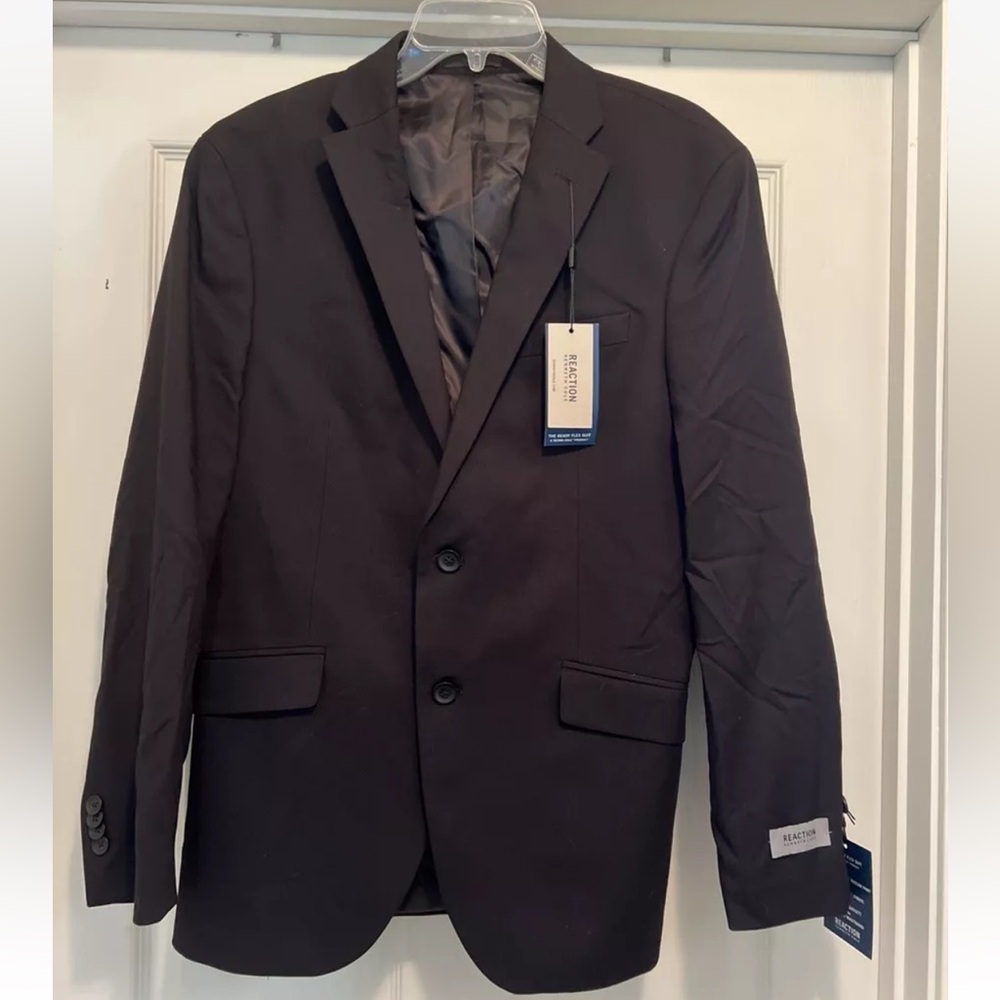 Kenneth Cole Reaction Techni Cole Black Slim Fit Blazer Jacket 40R 33w